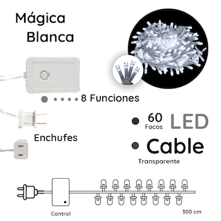 Foto 2 | Foto 2 | Serie Decorativa Genérico L554436-6 Blanco 6 Piezas Luz Led Blanco Frío 60 Focos 8 Funciones Cable Transparente 3 m
