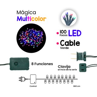 Foto 2 | Foto 2 | Serie Decorativa Paquete 6 Pz Luz Led Multicolor 100 Focos 8 Funciones Cable color Verde 7 m
