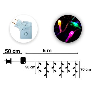 Foto 3 | Foto 3 | Cascada Decorativa Importadora La Merced Paquete 12 Piezas Luz Led Multicolor 300 Focos 8 Funciones Cable 6 m