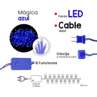 Foto 2 | Foto 2 | Serie Decorativa Importadora La Merced Luz Led Azul 140 Focos 8 Funciones Cable 6.3 m