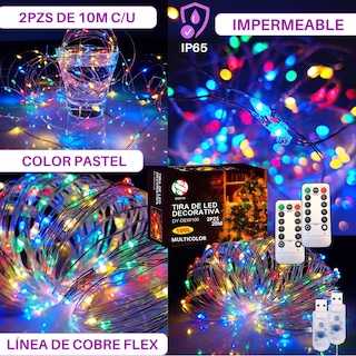 Foto 2 | Foto 2 | Tira de Cobre Led Impermeable Dosyu Dy-dew100 Multicolor 20m