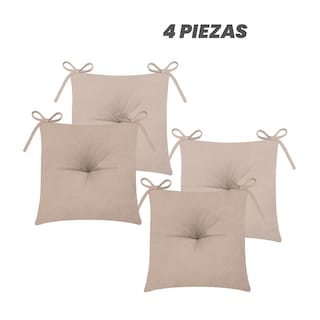 Foto 1 | Foto 1 | Juego De 4 Cojines Para Silla Elefantito Hogar Color Gris Con Cintas Para Sujetarse Cómodos Y Fáciles De Utilizar