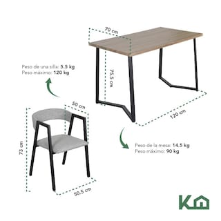 Foto 5 | Foto 5 | Sillas Juego de Comedor con Mesa KingsHouse para 4 Personas
