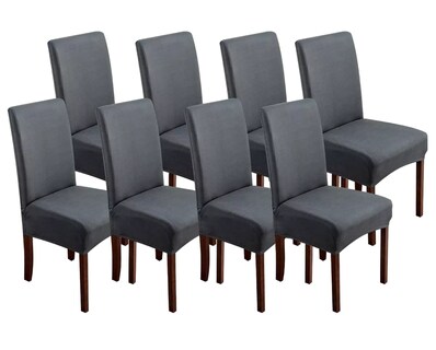 Foto 1 | Foto 1 | Fundas Elásticas Protectoras para Sillas de Comedor Gris 8 Piezas