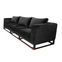 Sofá Iliosinnova Verona 3 Plazas color Negro de Terciopelo con Estructura de Madera Pino Wengue