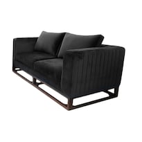 Sofá Iliosinnova Verona 2 Plazas color Negro de Terciopelo con Estructura de Madera Pino Wengue