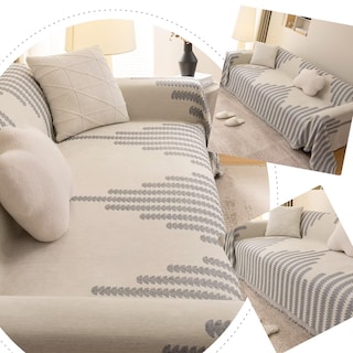 Foto 5 | Foto 5 | Funda De Sofá Clife De Chenilla Gris Crema Para Sofá De 3 A 4 Cojines - Venta Internacional.