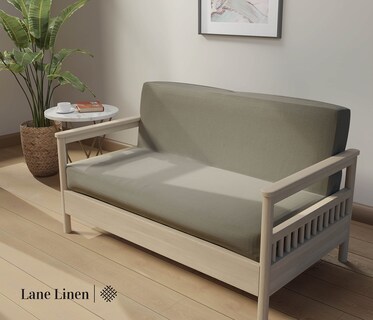 Foto 5 | Foto 5 | Fundas De Futón Lane Linen, Tamaño Completo, 100% Algodón, Plateadas - Venta Internacional.