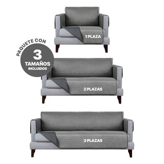 Foto 3 | Foto 3 | Protector Cubresala Pinsonic Real Textil Gris / Gris Oxford Doble Vista 3 Piezas
