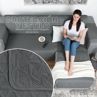 Foto 3 | Foto 3 | Protector Cubresala Funda Sofá En Forma De L Real Textil Gris Oscuro