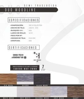 Foto 6 | Foto 6 | Persiana Decoking Sheer Wood Desing Enrollable Horizontal 240 X 200 cm