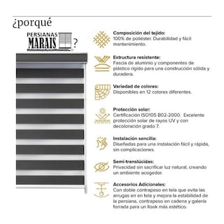 Foto 5 | Foto 5 | Persiana Marais Enrollable Oxford Duo Woodline 170 x 220 cm