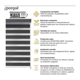 Foto 5 | Foto 5 | Persiana Marais Enrollable Oxford Duo Woodline 140 x 200 cm