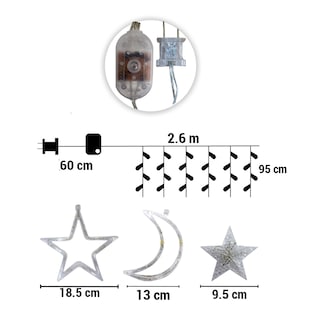 Foto 2 | Foto 2 | Cortina Decorativa Luz Led Fría de Estrella y Luna con 168 Focos y 8 Funciones