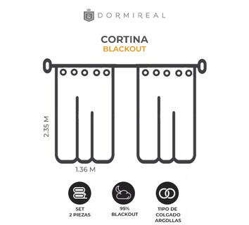 Foto 5 | Foto 6 | Cortina Blackout Gold De Argollas Set 2 Pzas 276x235 Dormireal