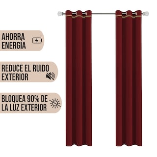 Foto 2 | Foto 2 | Cortinas Black Out Lisa color Tinto Aquila Con Argollas