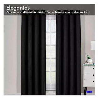 Foto 4 | Foto 4 | Cortinas Kitul Blackout Plus Aislamiento Térmico 2 Paneles Negras