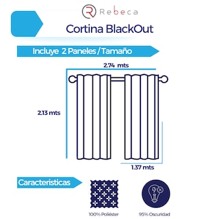 Foto 6 | Foto 6 | Cortina Blackout Rebeca -2 Paneles Calidad Premium 95% Oscuridad -274 X 213 Cm – Arena