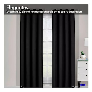 Foto 3 | Foto 3 | Cortinas Kitul Blackout Plus Aislamiento Térmico 2 Paneles 215 X 135 Cm Belug Color Negro
