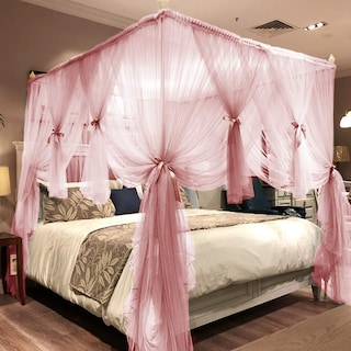 Foto 1 | Foto 1 | Cortina De Cama Con Dosel Joyreap, 4 Esquinas, Rosa, Para Cama King Size - Venta Internacional.