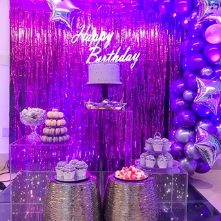 Foto 4 | Foto 4 | Cortina Con Flecos Partywoo, Lámina Morada, 2 Unidades, Para Decoración De Fiestas - Venta Internacional.