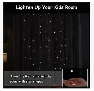 Foto 6 | Foto 6 | Cortina Blackout De 2 Panel Con Estrellas De 132x213cm