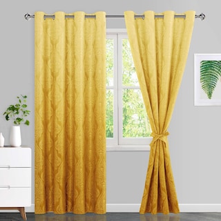 Foto 1 | Foto 1 | Cortinas Opacas Jiuzhen, Color Amarillo Degradado, Para Dormitorio, Damasco - Venta Internacional.