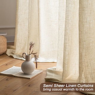 Foto 4 | Foto 4 | Cortinas Driftaway De Lino Natural, 254 Cm De Largo, Semitransparentes, 2 Paneles - Venta Internacional.
