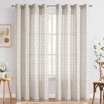 Cortinas Jinchan Boho Mezcla de Lino 230 x 228 cm Beige - Venta Internacional
