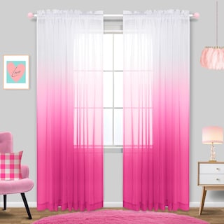 Foto 1 | Foto 1 | Juego De Cortinas Koufall Color Rosa Transparente 213 Cm De Largo Para Dormitorio 2 Paneles - Venta Internacional.