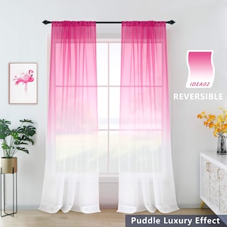 Foto 3 | Foto 3 | Juego De Cortinas Koufall Color Rosa Transparente 213 Cm De Largo Para Dormitorio 2 Paneles - Venta Internacional.