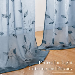 Foto 7 | Foto 7 | Cortinas Transparentes Homeideas Con Estampado Floral Azul Piedra 160 Cm 2 Paneles - Venta Internacional.