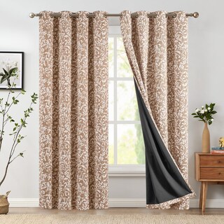 Foto 2 | Foto 2 | Cortinas Opacas Jinchan Cálidas Color Topo Diseño Floral 229 Cm - Venta Internacional.