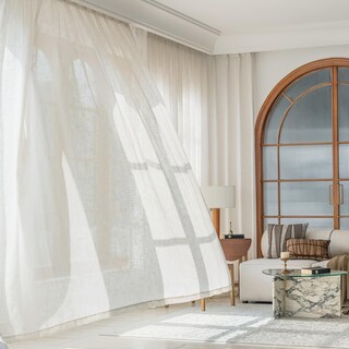 Foto 6 | Foto 6 | Cortina Fmfunctex De Lino Natural 100 X 213 Cm Con Ojales De Color Beige Transparente - Venta Internacional.