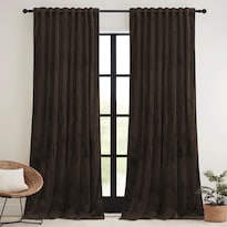 Cortinas Ryb Home De Terciopelo Opaco Marrón  213 X 213 Cm  Con Cinturón De Gancho - Venta Internacional.