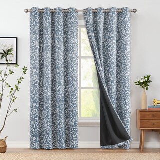 Foto 2 | Foto 2 | Cortinas Opacas Jinchan Con Forma De Rollo Azul Diseño Floral 229 Cm De Longitud - Venta Internacional.