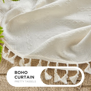 Foto 3 | Foto 3 | Cortinas Joydeco Beige Boho De 213 Cm De Longitud 2 Paneles De 132 X 213 Cm - Venta Internacional.