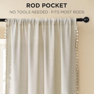 Foto 4 | Foto 4 | Cortinas Joydeco Beige Boho De 213 Cm De Longitud 2 Paneles De 132 X 213 Cm - Venta Internacional.
