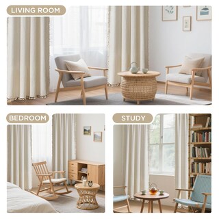 Foto 5 | Foto 5 | Cortinas Joydeco Beige Boho De 213 Cm De Longitud 2 Paneles De 132 X 213 Cm - Venta Internacional.