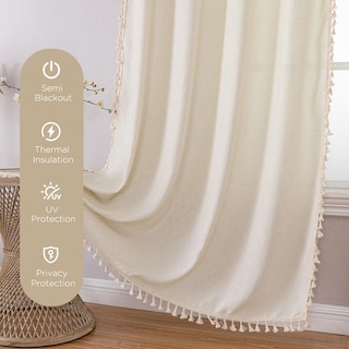 Foto 6 | Foto 6 | Cortinas Joydeco Beige Boho De 213 Cm De Longitud 2 Paneles De 132 X 213 Cm - Venta Internacional.