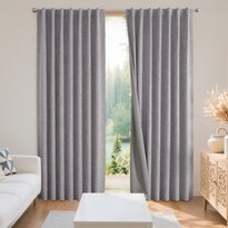 Cortinas Opacas Joydeco De Lino Natural 94 X 213 Cm Color Gris Claro - Venta Internacional.