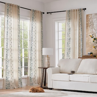 Foto 2 | Foto 2 | Cortinas Jinchan Winslow De Lino 229 Cm De Longitud Azul Sobre Beige - Venta Internacional.