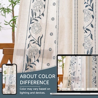 Foto 7 | Foto 7 | Cortinas Jinchan Winslow De Lino 229 Cm De Longitud Azul Sobre Beige - Venta Internacional.