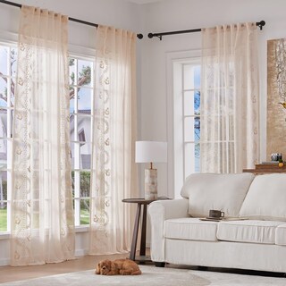 Foto 2 | Foto 2 | Cortinas Jinchan Belrose De Lino Transparente 160 X 160 Cm 2 Paneles Color Beige - Venta Internacional.