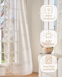 Foto 4 | Foto 4 | Cortinas Jinchan Belrose De Lino Transparente 160 X 160 Cm 2 Paneles Color Beige - Venta Internacional.