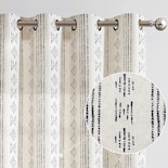 Cortinas Jinchan Boho  Mezcla De Lino  213 X 213 Cm  Color Negro Y Beige - Venta Internacional.