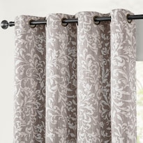 Cortinas Opacas Jinchan Gris Pardo Con Estampado Floral  160 X 160 Cm - Venta Internacional.