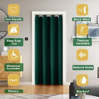 Foto 2 | Foto 2 | Cortina De Puerta Chrisdowa Blackout Color Verde Bosque 86 X 203 Cm 1 Panel - Venta Internacional.