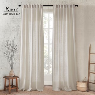 Foto 2 | Foto 2 | Cortinas Xtmyi De Lino Y Algodón Transparente 2 Paneles 260 X 127 Cm Color Avena - Venta Internacional.