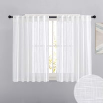 Cortinas Ryb Home De Lino Texturizado Semitransparente 132 X 114 Cm Color Blanco - Venta Internacional.